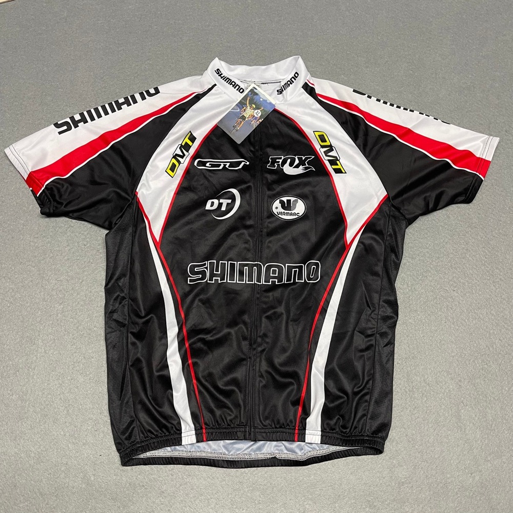 Shimano Cycling Jersey Mens XL Fox DT GT Vermarc Short Sleeve Full Zip Coolmax